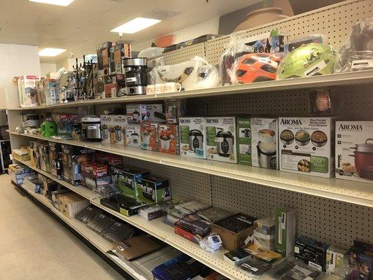 Kitchen items like rice cooker, slow cooker, coffee maker...etc. Label maker, file folder, stationary items...