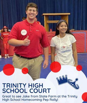 Jake from State Farm visited Trinity High School Prep Rally! Call today for a free Auto insurance Quote!