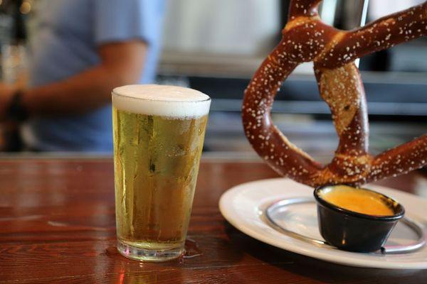 They have a nice variety of draft beer and some tasty appetizers, like this huge 'hanging pretzel'.