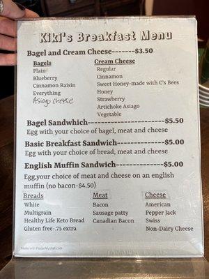 Breakfast menu!