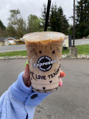 dark chocolate coconut macchiato  free drink for teachers on teacher appreciation week 2022