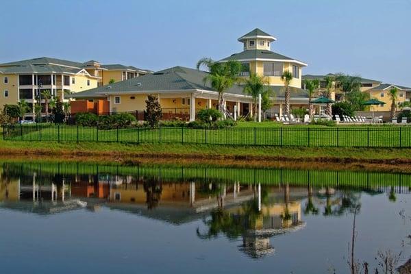 A lakeside view of our resort