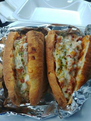 Huge sub and looking so good. Italian sausage sub