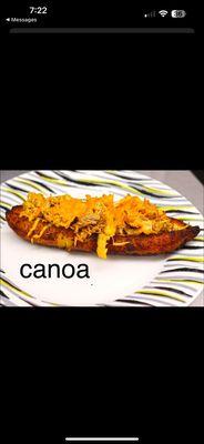 Canoa (sweet plantain with beef and cheese on top)