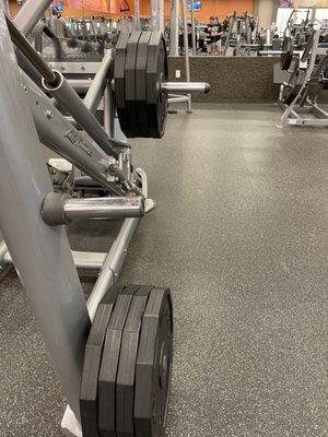 Loads of weights not being replaced by patrons wanting a big butt.