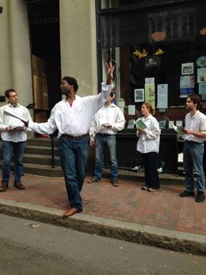 Shakespeare performed in front of the Grolier Poetry Book Shop