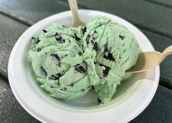 2 scoops of Mint Chip ~ $7.00