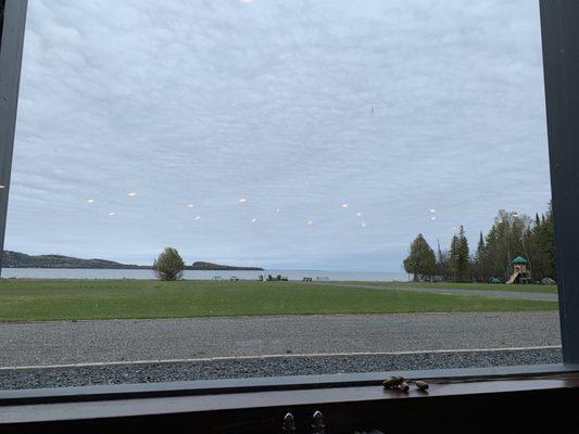 View of Lake Superior + islands in the distance!