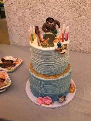 Moana funfetti cake. Butter cream frosting