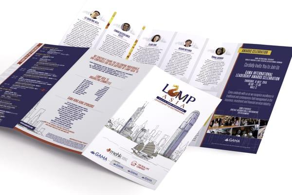 True Ink Designs - Tri-fold design for LAMP Asia - a conference powered by GAMA International.