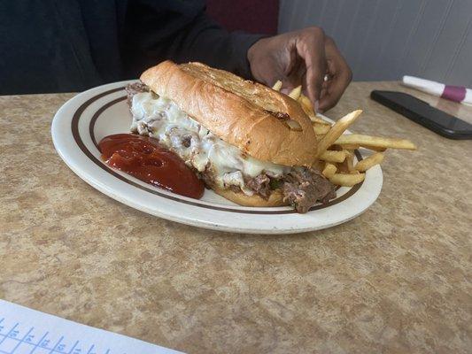 Cheese steak sandwich.