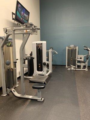 Women's section includes back machines and a tv.