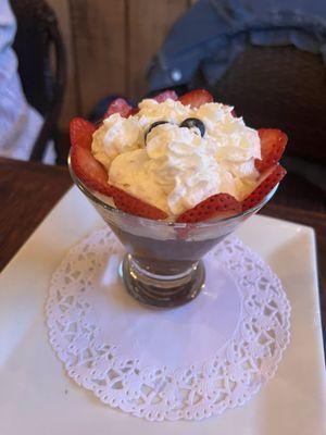 Chocolate Mousse with Strawberries and Whipped Cream