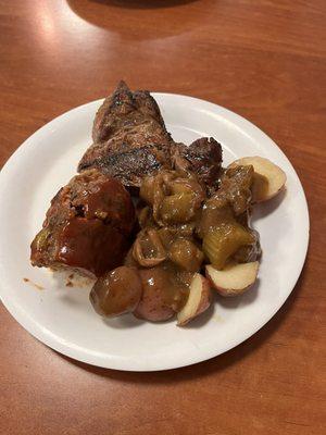 Meatloaf, red potato's and Grilled-to-order Usda Sirloin Steaks