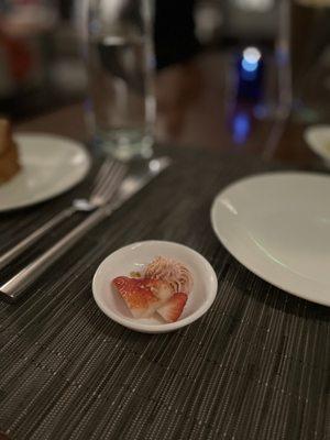 Complimentary strawberry mousse