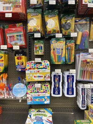 A great assortment of art supplies for children and adults readily available.