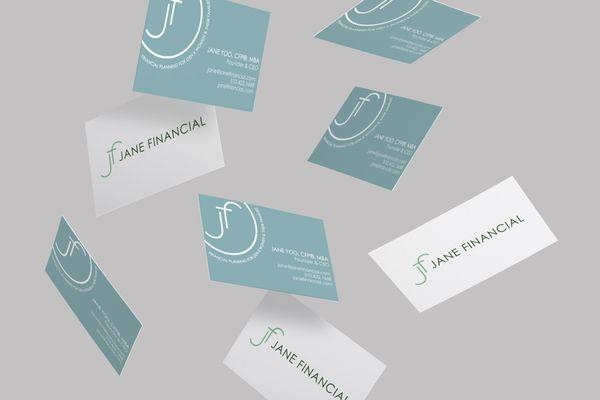 Business cards from Jane Financial brand development