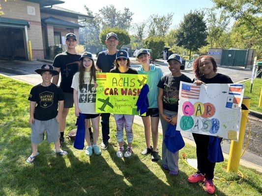 Mr.Goldstein and the students @ the BBQ fundraiser!