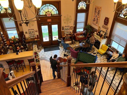 From upstairs looking down to first floor