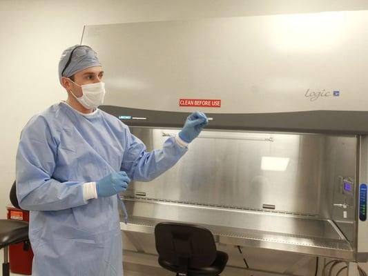 Sterile umbilical cord stem cell processing.