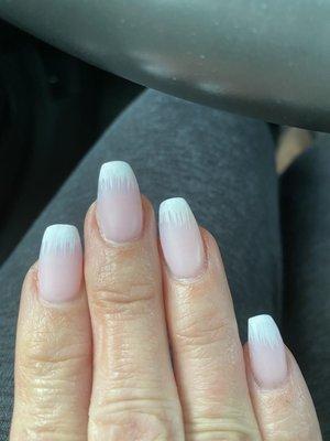 These are the "ombré" nails I ended up with.  Nothing ombré about these AT ALL!