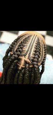 Corn rows and single box braids...