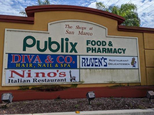 The big sign in front of the Shops of San Marco