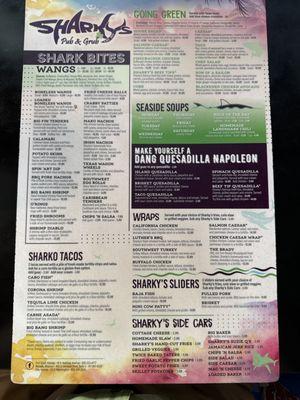 Menu front side