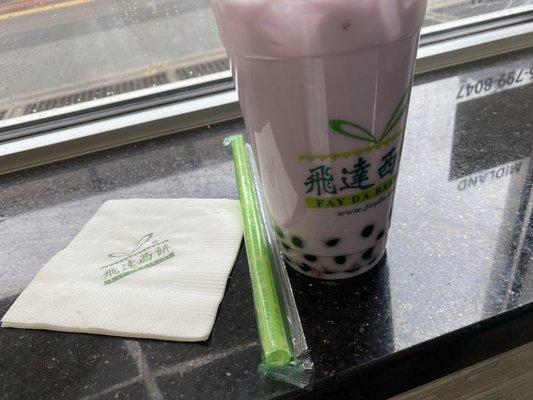 taro milk tea with boba - large