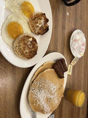 Short stack, sausage, English muffin & eggs