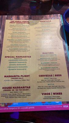 Menu and prices