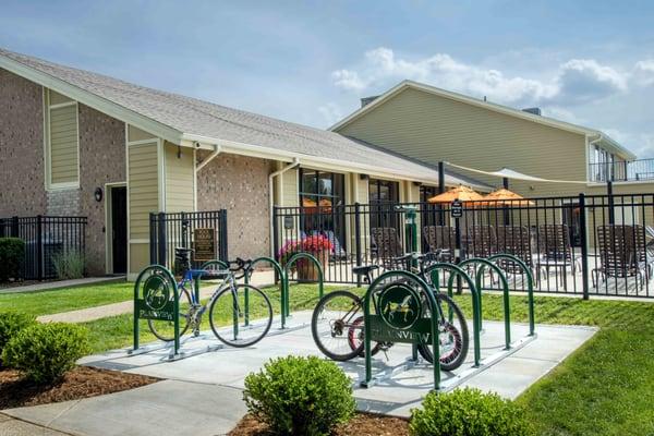 Bicycle racks with repair center