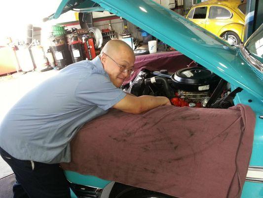 Nick working on a '58 Bel Air