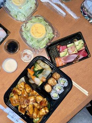 Teriyaki Chicken Bento + Rainbow Roll