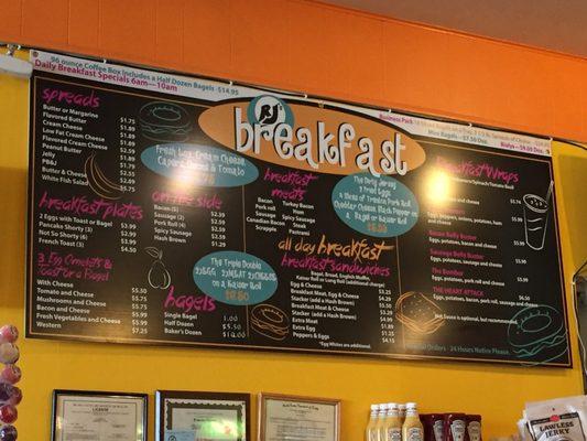 The breakfast menu board