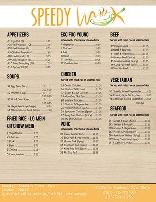 updated menu 7/2022