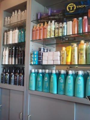 Hair products for sale: shampoos, conditioners, hair irons, etc