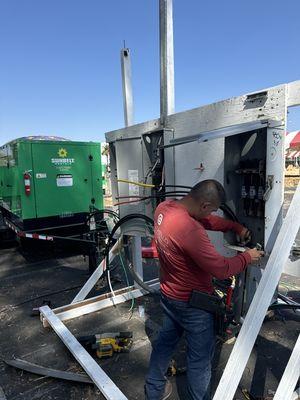 Generator installation for a temporary pumpkin patch event in the City of Lakewood.