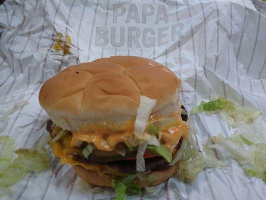 Papa Burger, minus onion.