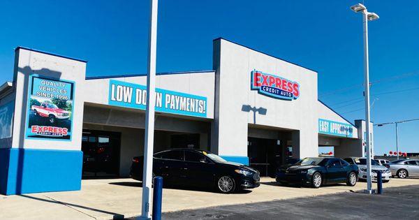 A look at our storefront for our buy here pay here location for Express Credit Auto in South OKC.