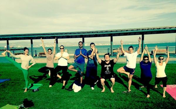 Outdoor yoga session with Grand Rounds Health!