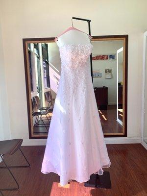 Wedding dress side in and original hem