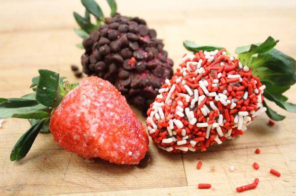 Chocolate-covered strawberries for our Valentine's Day Treats.