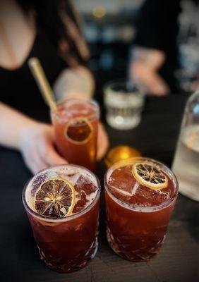 Blueberry sour mocktail and 2 of the cocktail version