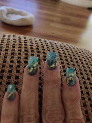 Mom's & I matching Jade Marble nails