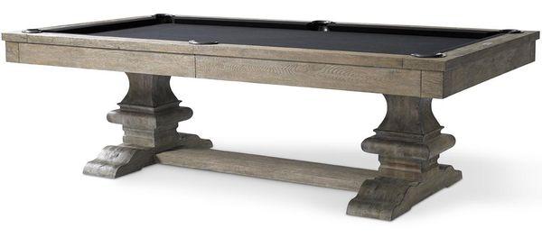 HICKORY POOL TABLE BY P&H CUSTOM USA Hickory stands proudly on a generously proportioned solid oak or reclaimed elm trestle base.