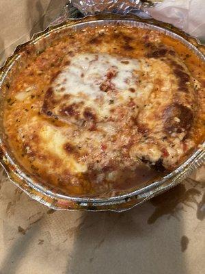 The lasagna was huge and delicious with Italian sausage