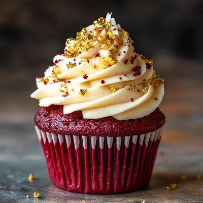 Red velvet cupcake with cream cheese frosting!