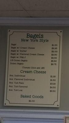 Menu and cream cheeses