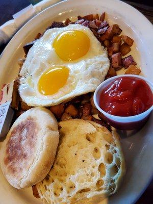 Meat lovers hash w/ English muffin (shot# 2)